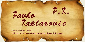 Pavko Kaplarović vizit kartica